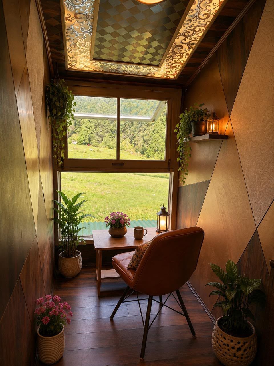 Fireplace Suite reading nook with meadow view