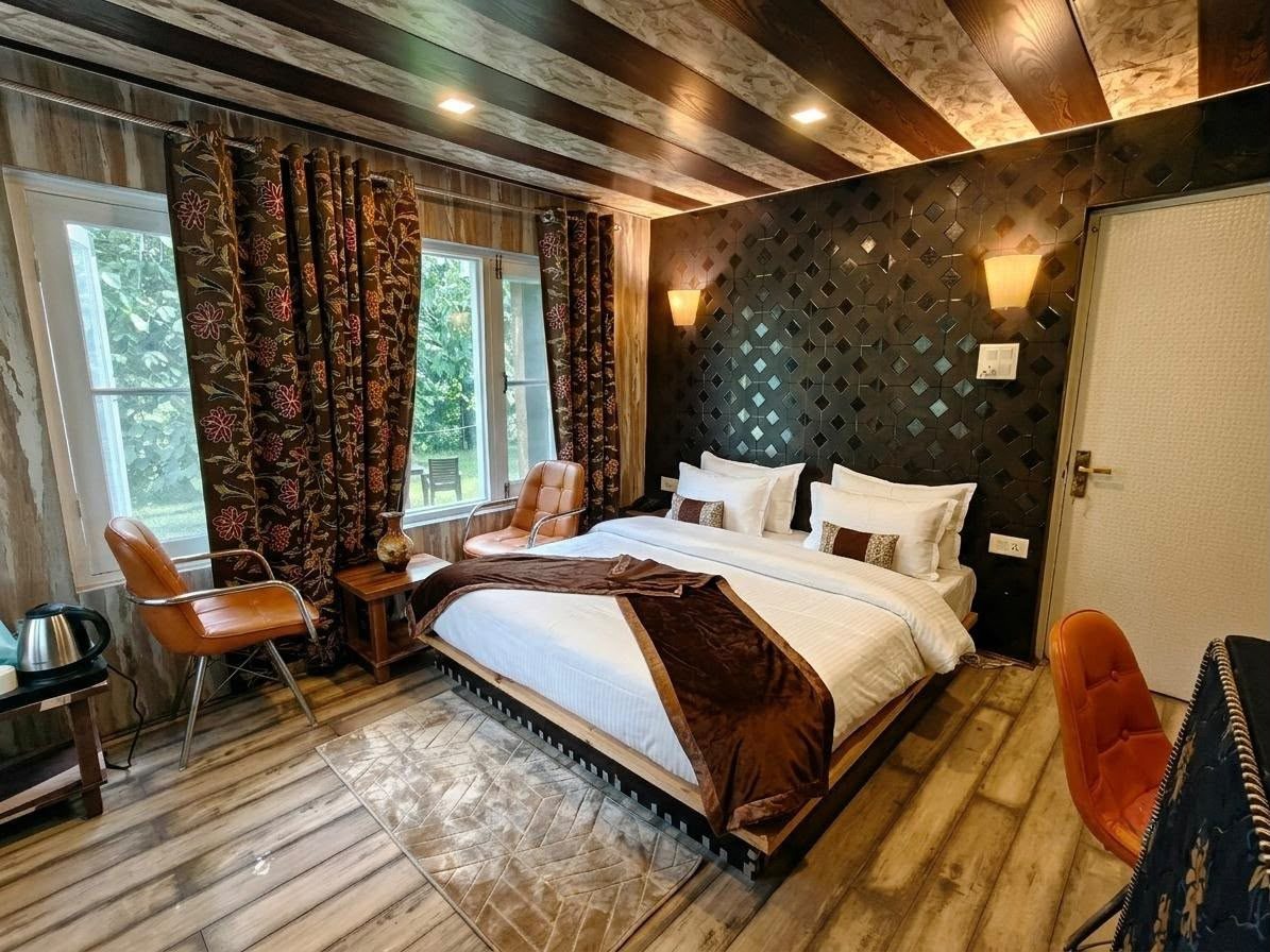 The Meadow Room — restful bedroom with reading corner